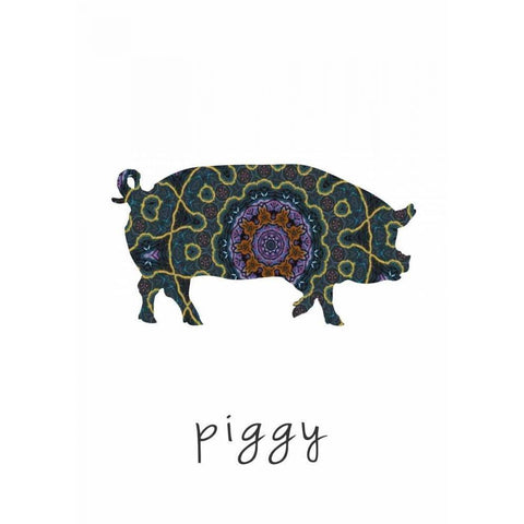 Piggy II Black Modern Wood Framed Art Print with Double Matting by Waltz, Anne