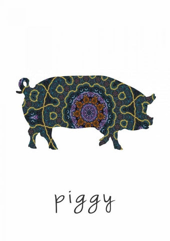 Piggy II White Modern Wood Framed Art Print with Double Matting by Waltz, Anne