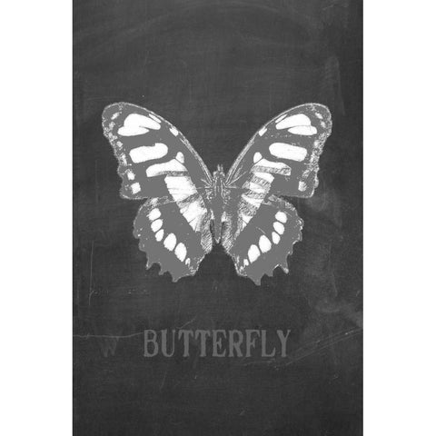 Butterfly Gris Gold Ornate Wood Framed Art Print with Double Matting by Waltz, Anne