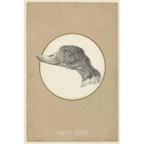 Happy Duck Black Modern Wood Framed Art Print with Double Matting by Waltz, Anne