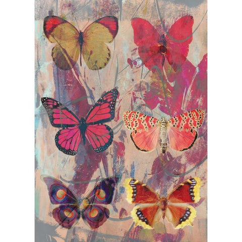 Butterflies lila Black Modern Wood Framed Art Print with Double Matting by Waltz, Anne