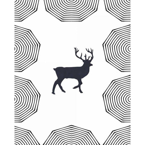 Dancing Deer I White Modern Wood Framed Art Print by Waltz, Anne