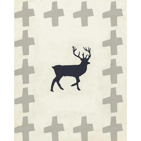 Dancing Deer II Black Modern Wood Framed Art Print by Waltz, Anne