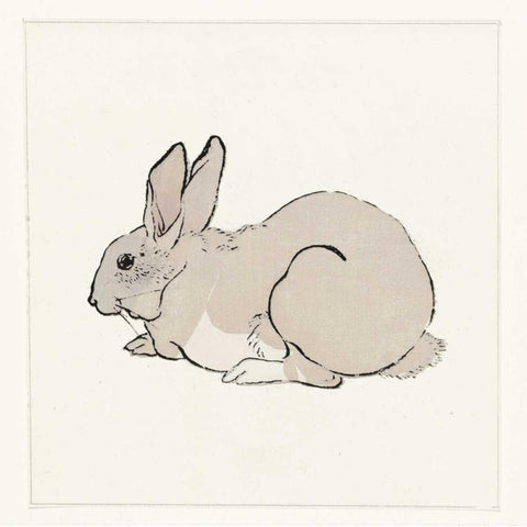 Rabbit Black Modern Wood Framed Art Print with Double Matting by Waltz, Anne
