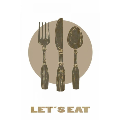 Lets eat Black Modern Wood Framed Art Print with Double Matting by Waltz, Anne