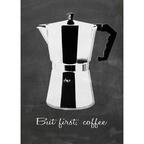 But first coffee I White Modern Wood Framed Art Print by Waltz, Anne