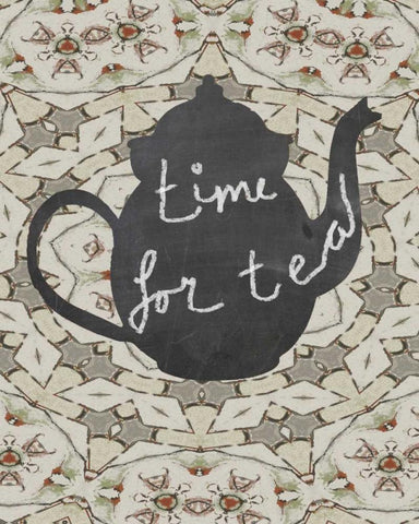 time for tea Black Ornate Wood Framed Art Print with Double Matting by Waltz, Anne