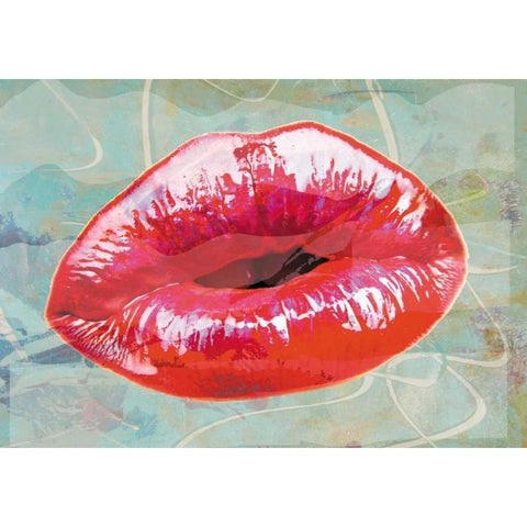 Lips to kiss Gold Ornate Wood Framed Art Print with Double Matting by Waltz, Anne