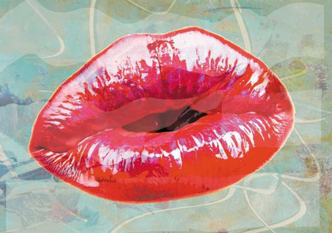 Lips to kiss White Modern Wood Framed Art Print with Double Matting by Waltz, Anne