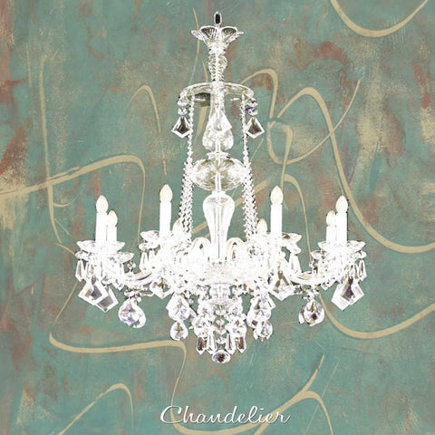 Chandelier aqua White Modern Wood Framed Art Print with Double Matting by Waltz, Anne