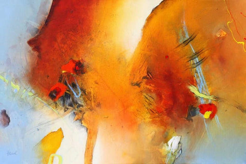 Spuren in die Zukunft White Modern Wood Framed Art Print with Double Matting by Hansl, Alfred