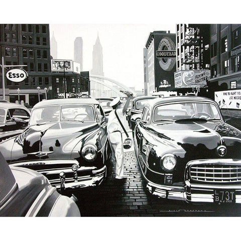 Vendeur de Pepsiâ€¦ Black Modern Wood Framed Art Print with Double Matting by Bertrand, Alain