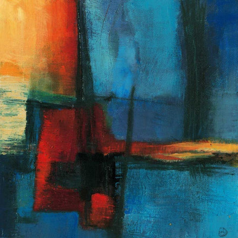 Abstract Night Black Modern Wood Framed Art Print with Double Matting by Danckaert, Bea