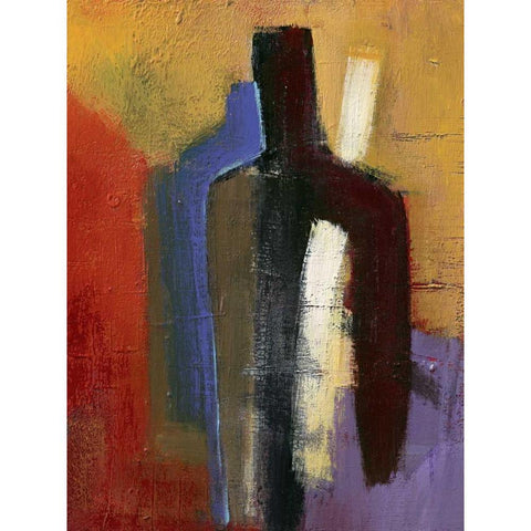 Big brown little blue White Modern Wood Framed Art Print by Danckaert, Bea