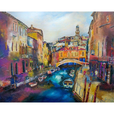 Venedig Black Modern Wood Framed Art Print with Double Matting by Gerner, Bernhard