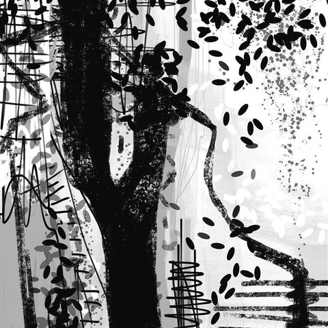 Black and White I Black Modern Wood Framed Art Print by Busch, Birgit
