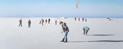 Wintersonntag am Strand White Modern Wood Framed Art Print with Double Matting by Kock, Bernhard