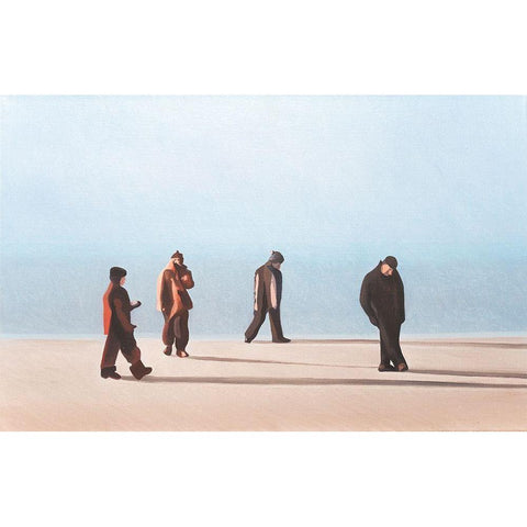 Strandwanderer im Abendlicht Gold Ornate Wood Framed Art Print with Double Matting by Kock, Bernhard