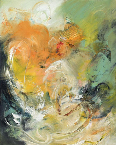 BlÃ¼tenstengel I White Modern Wood Framed Art Print with Double Matting by Middendorf, Christiane