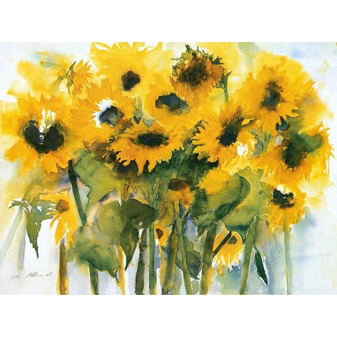 Sonnenblumenfeld Gold Ornate Wood Framed Art Print with Double Matting by Ohland, Christa