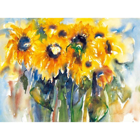 Sonnenblumen Black Modern Wood Framed Art Print by Ohland, Christa