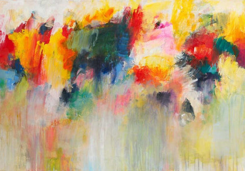 Farbklange IV White Modern Wood Framed Art Print with Double Matting by Ohland, Christa