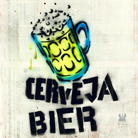 Cerveja White Modern Wood Framed Art Print with Double Matting by Eliot