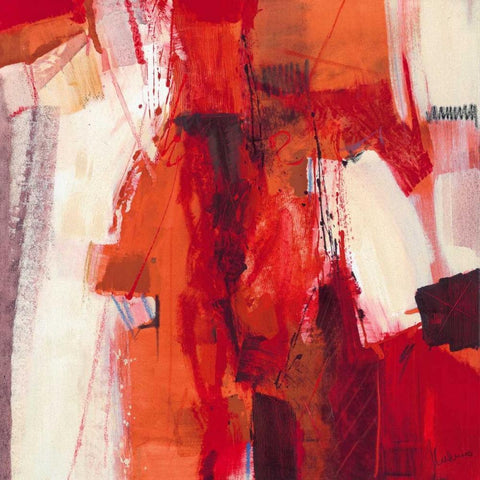 Rosso Astratto White Modern Wood Framed Art Print by Cusumano, Francesco