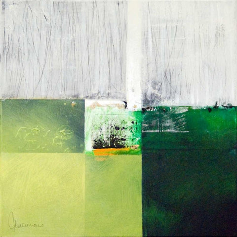 Composizione verde I Black Modern Wood Framed Art Print by Cusumano, Francesco