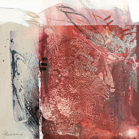 Rosso 2 Black Modern Wood Framed Art Print with Double Matting by Cusumano, Francesco
