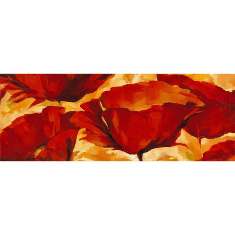 Mohnparade White Modern Wood Framed Art Print by Filatov, Elena