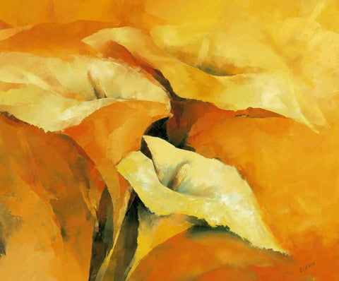 Callas White Modern Wood Framed Art Print with Double Matting by Filatov, Elena