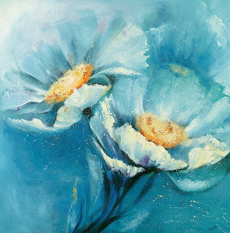 Symphonie in Blau White Modern Wood Framed Art Print with Double Matting by Filatov, Elena