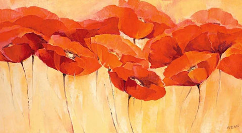 Mohnparade II Black Ornate Wood Framed Art Print with Double Matting by Filatov, Elena