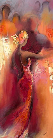 Tanzabend I White Modern Wood Framed Art Print with Double Matting by Filatov, Elena