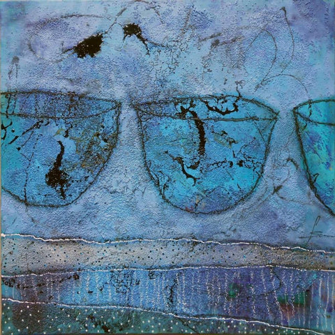 Alles in Blau Black Modern Wood Framed Art Print with Double Matting by Schmalzl, Franziska