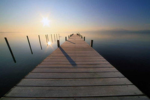 Chiemseemorgen III Black Ornate Wood Framed Art Print with Double Matting by Rossmeissl, Gerhard