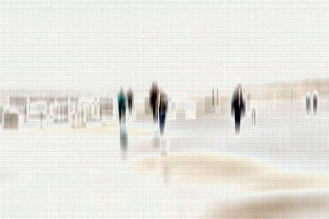 Walking People I Black Ornate Wood Framed Art Print with Double Matting by Rossmeissl, Gerhard