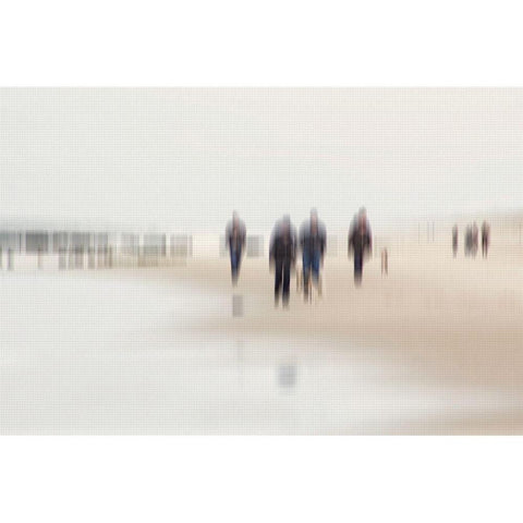 Walking People II Black Modern Wood Framed Art Print with Double Matting by Rossmeissl, Gerhard