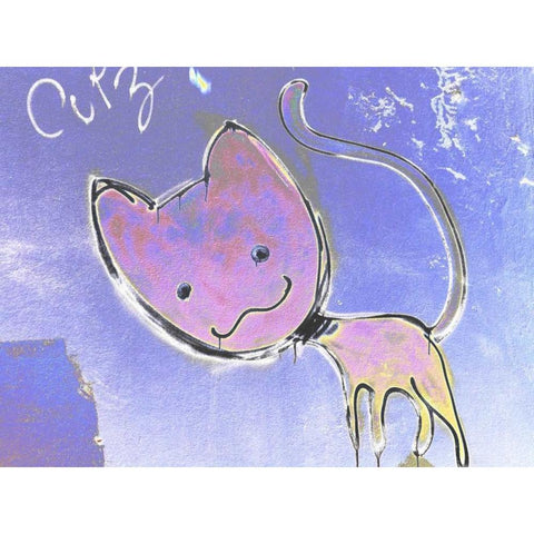 Katze 2 Black Modern Wood Framed Art Print with Double Matting by Weissing, Gerd