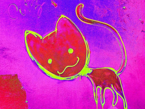 Katze 4 White Modern Wood Framed Art Print with Double Matting by Weissing, Gerd