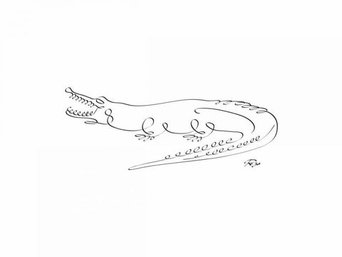 Crocodile Black Ornate Wood Framed Art Print with Double Matting by Mahdavi, Gholam Reza
