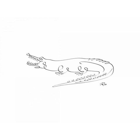 Crocodile Gold Ornate Wood Framed Art Print with Double Matting by Mahdavi, Gholam Reza