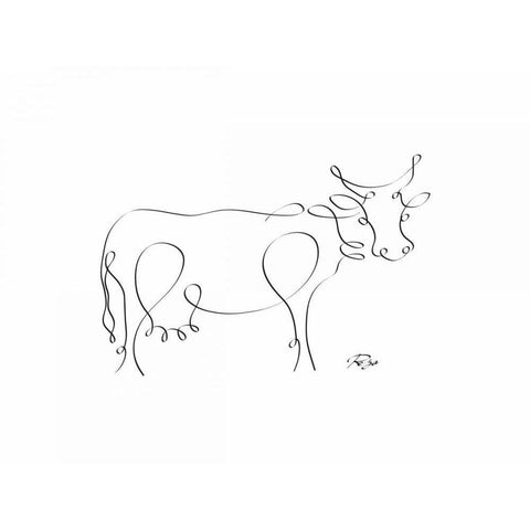 Cow White Modern Wood Framed Art Print by Mahdavi, Gholam Reza