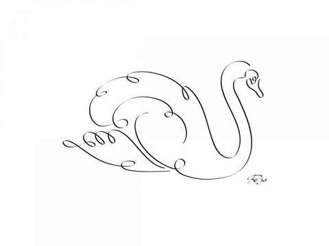 Swan White Modern Wood Framed Art Print with Double Matting by Mahdavi, Gholam Reza