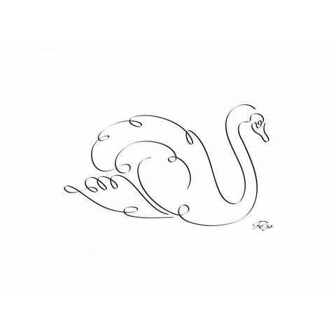 Swan White Modern Wood Framed Art Print by Mahdavi, Gholam Reza