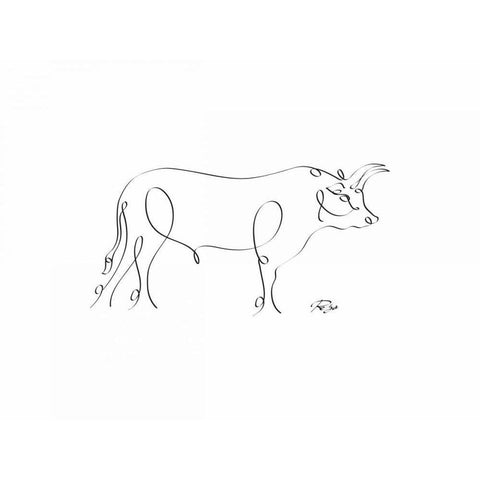 Bull Black Modern Wood Framed Art Print with Double Matting by Mahdavi, Gholam Reza