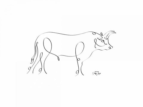 Bull Black Ornate Wood Framed Art Print with Double Matting by Mahdavi, Gholam Reza