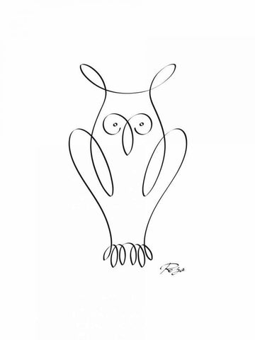 Owl Black Ornate Wood Framed Art Print with Double Matting by Mahdavi, Gholam Reza