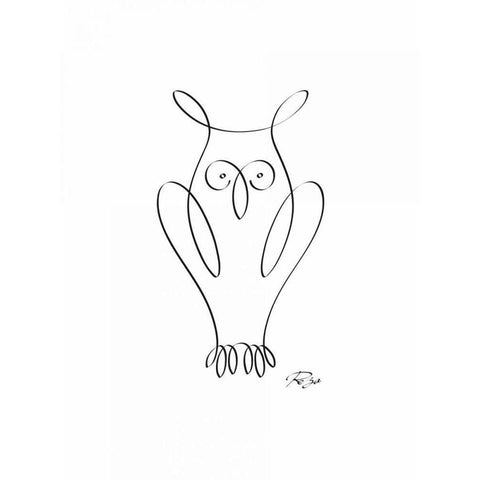 Owl Black Modern Wood Framed Art Print by Mahdavi, Gholam Reza